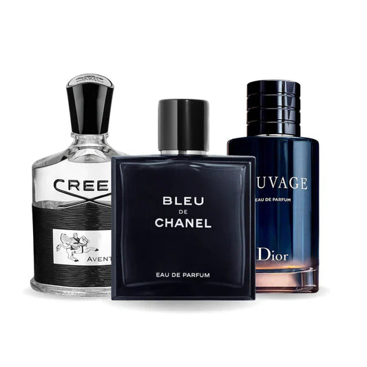 Cofanetto di 3 Profumi: Creed AVENTUS, BLEU DE CHANEL e Dior SAUVAGE 100 ml