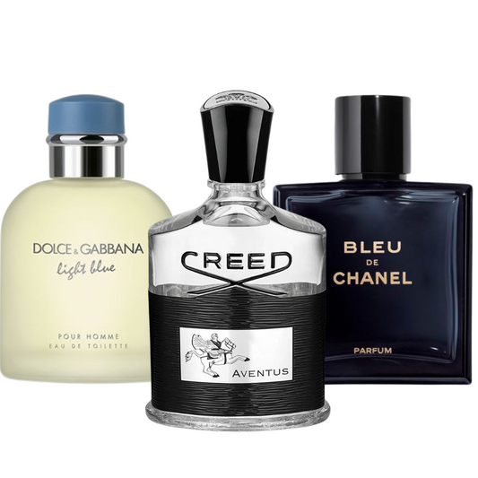 Cofanetto di 3 Profumi: Bleu de Chanel, Creed Aventus e Light Blue Dolce & Gabbana 100ml
